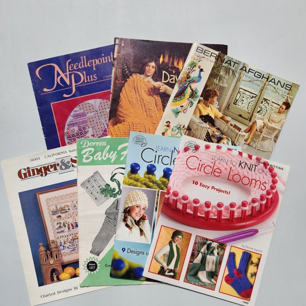 Vintage Needlepoint Magazines Pattern Book Patterns Circle Looms Knitting Knit P